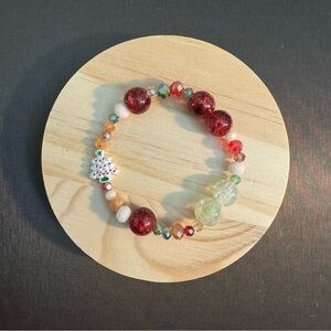 Kids Festive Multicolor Bead Bracelet with Christmas Charm